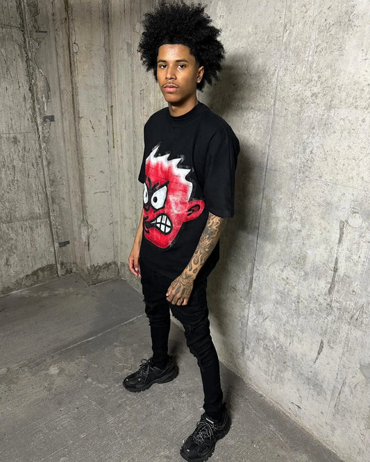 American Retro Oversized T-shirt Y2K Street Harajuku Anime Printed Short-sleeved Hip-hop Trend Brand Clothing Men Casual Loose Street King Limited