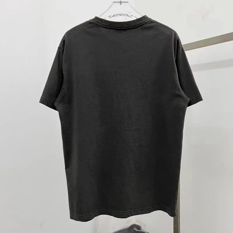 New Vintage Wash T Shirts Men Woman Abstract Luminescence Blue Ribbon Future Warrior Printing Loose Casual Top Tees Street King Limited
