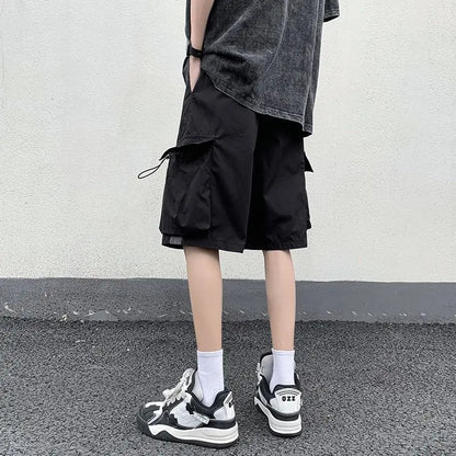 Korean style functional casual work shorts men summer Y2K street hip hop casual trendy brand ins mid pants beach sports pants Street King Limited