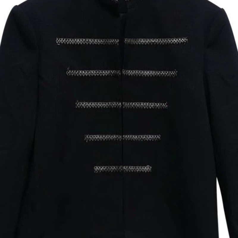 street black mens suit jacket 2024 new palace fashion stand collar unisex outwear oversized printing shoulder pads coats male unique default style 3959