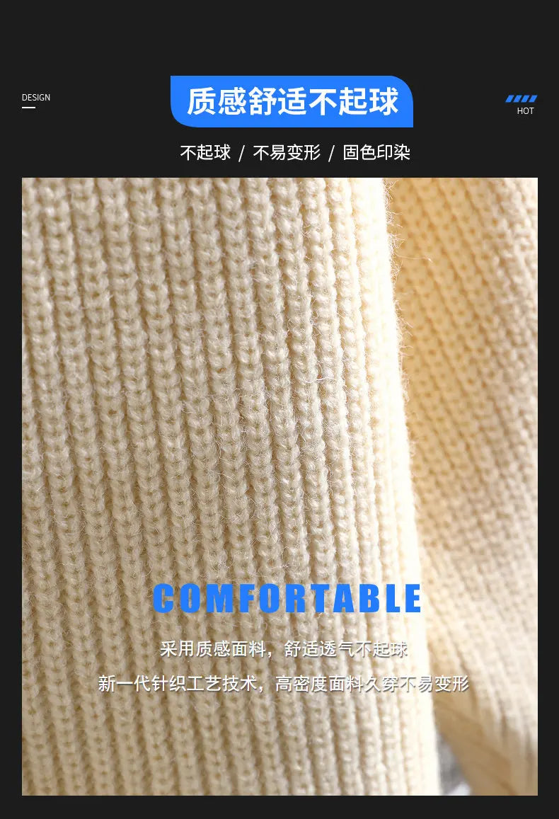 Autumn Winter Men Sweater Warm Top New Fashion Stitching Color Matching Pullover Round Neck Sweater Thickened Knitted Sweater Street King Limited