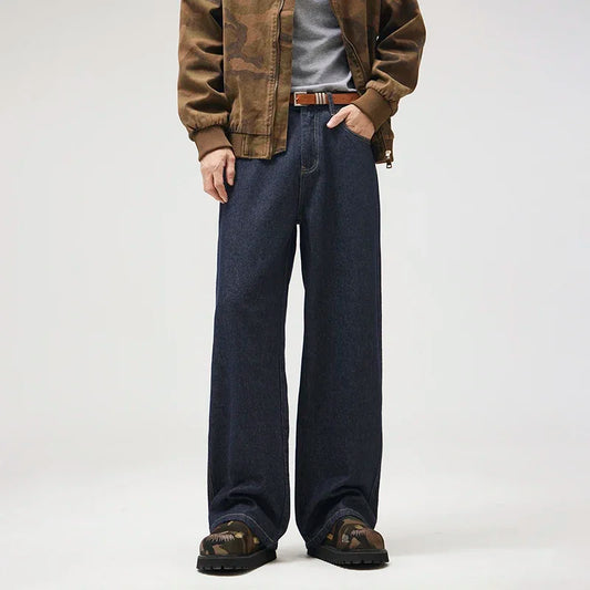 classic primary color jeans mens loose casual straight cleanfit fashion denim jeans pants man streetwear jeans trousers stacked flare jeans