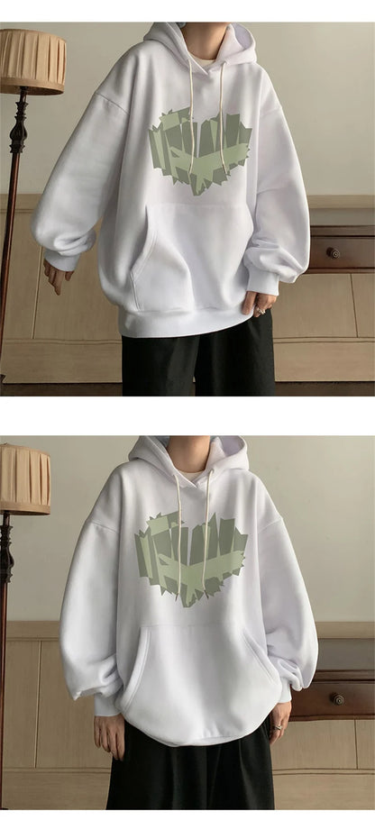Autumn New Love Graphic Print Hoody Sweatshirts Man Hip Hop Oversized Streetwear Pullover Hoodies Y2K Vintage Casual Clothes Street King Limited
