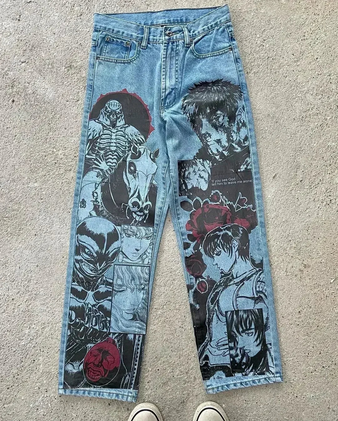 harajuku sunny sexy girl anime print baggy jeans new style wide leg trouser y2k popular streetwear men women high waist pants vintage washed jeans