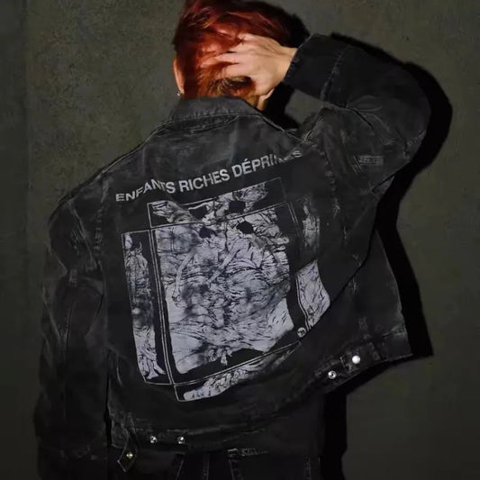 Y2k High Street ERD Washed Destroy Jacket Coats Distressed Cargo Jackets Graphic Men's Clothes Loose Coat for Men Street King Limited