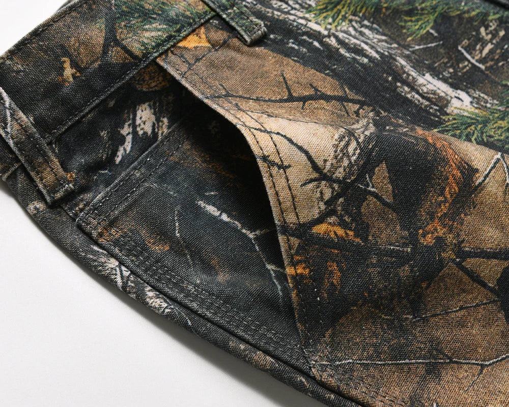 y2k streetwear vintage pantalones hombre trees camouflage jeans cargos for men patchwork straight baggy casual denim trousers 1 unique cargo style 4624