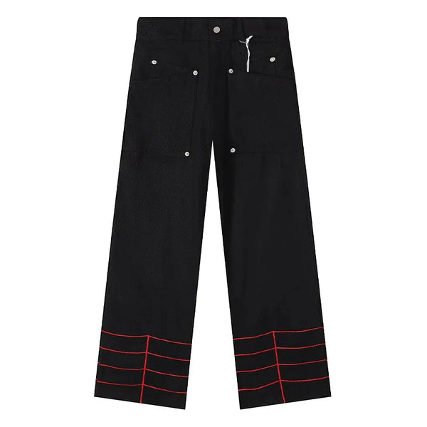 Men's Spider Print Pants Harajuku Hip Hop Baggy Jeans Retro Loose Straight Trousers Embroidery Graphic Slouchy Sweatpants Street King Limited