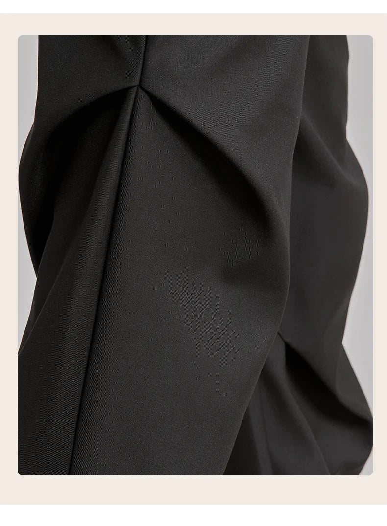 extended length edition wrinkle fashion men streetwear fashion hip hop vibe loose casual straight black suit pant trousers unique default style 1822