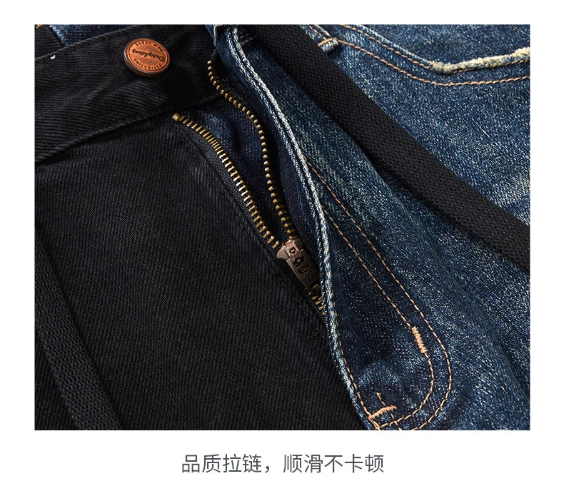 men streetwear fashion black blue splice hip hop loose casual wide leg straight baggy jeans pant cityboy jeans pants trousers unique jeans style 2534