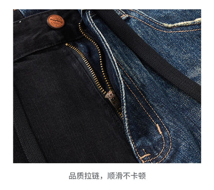 men streetwear fashion black blue splice hip hop loose casual wide leg straight baggy jeans pant cityboy jeans pants trousers unique jeans style 2534