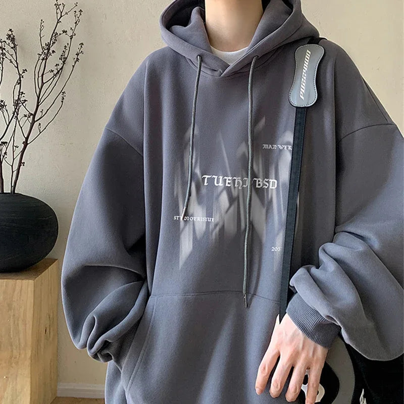 New Gothic Letter Printed Hoodies For Men Autumn Hip Hop Oversized Hooded Sweatshirt Y2K Streetwear Graphic Hoodie Tracksuit Street King Limited