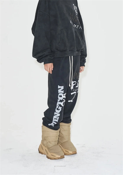 24ss rrr123 gymno high street heavyweight best quality cotton gradient washed distressed drawstring casual sport pants leggins minimalist street pants