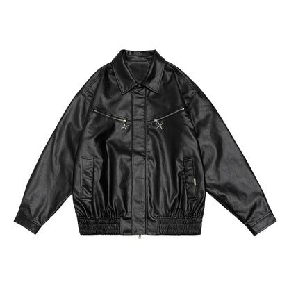 retro motorcycle pu leather jacket mens high street punk zipper decoration loose coats unisex hip hop fashion outwear spring unique default style 2054