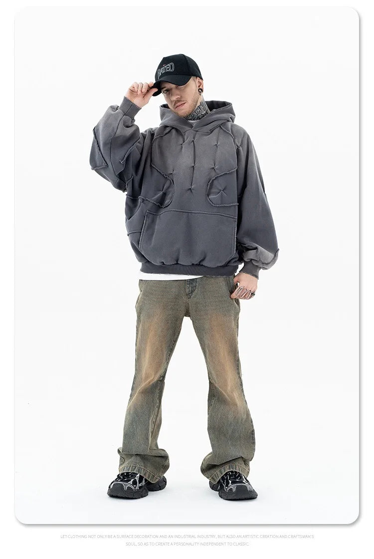 Stitching deconstructed gradient dyed heavy hoodie Street King Limited