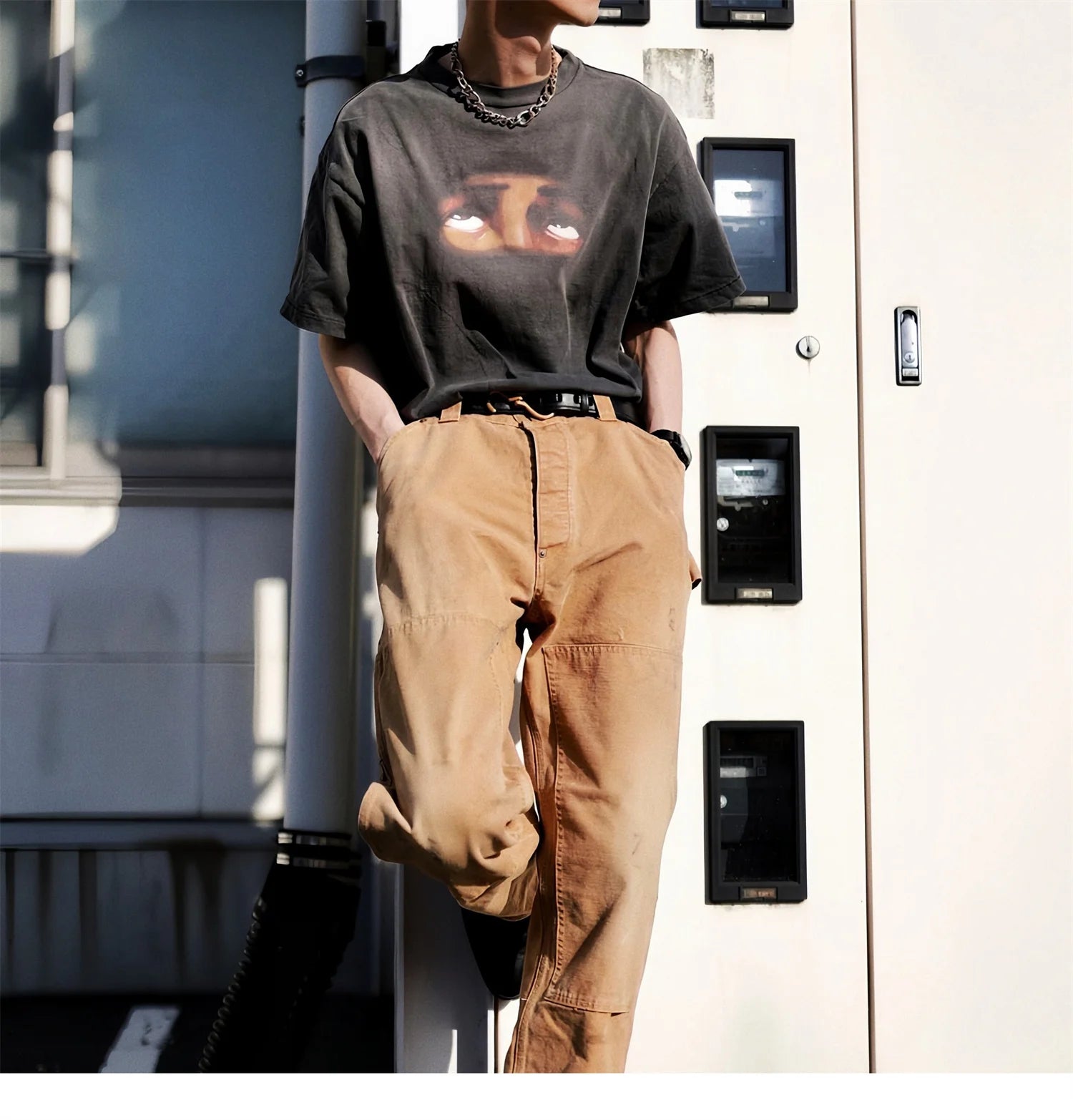 Summer Retro VINTAGE Eye Pattern Printed High-Street Wear Casual Loose Quality T-Shirt Tops For Men Street King Limited