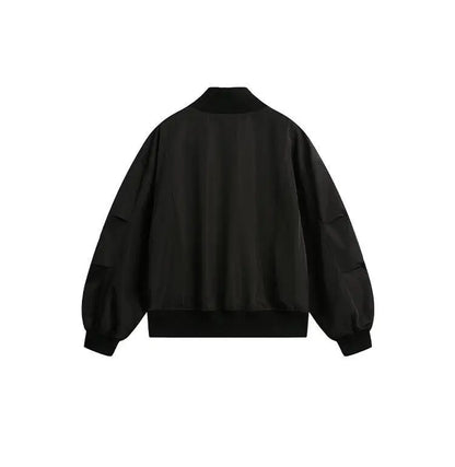 short design stand collar bomber jacket men korean streetwear fashion loose casual vintage bomber jacket coat cityboy outerwear unique shorts style 542