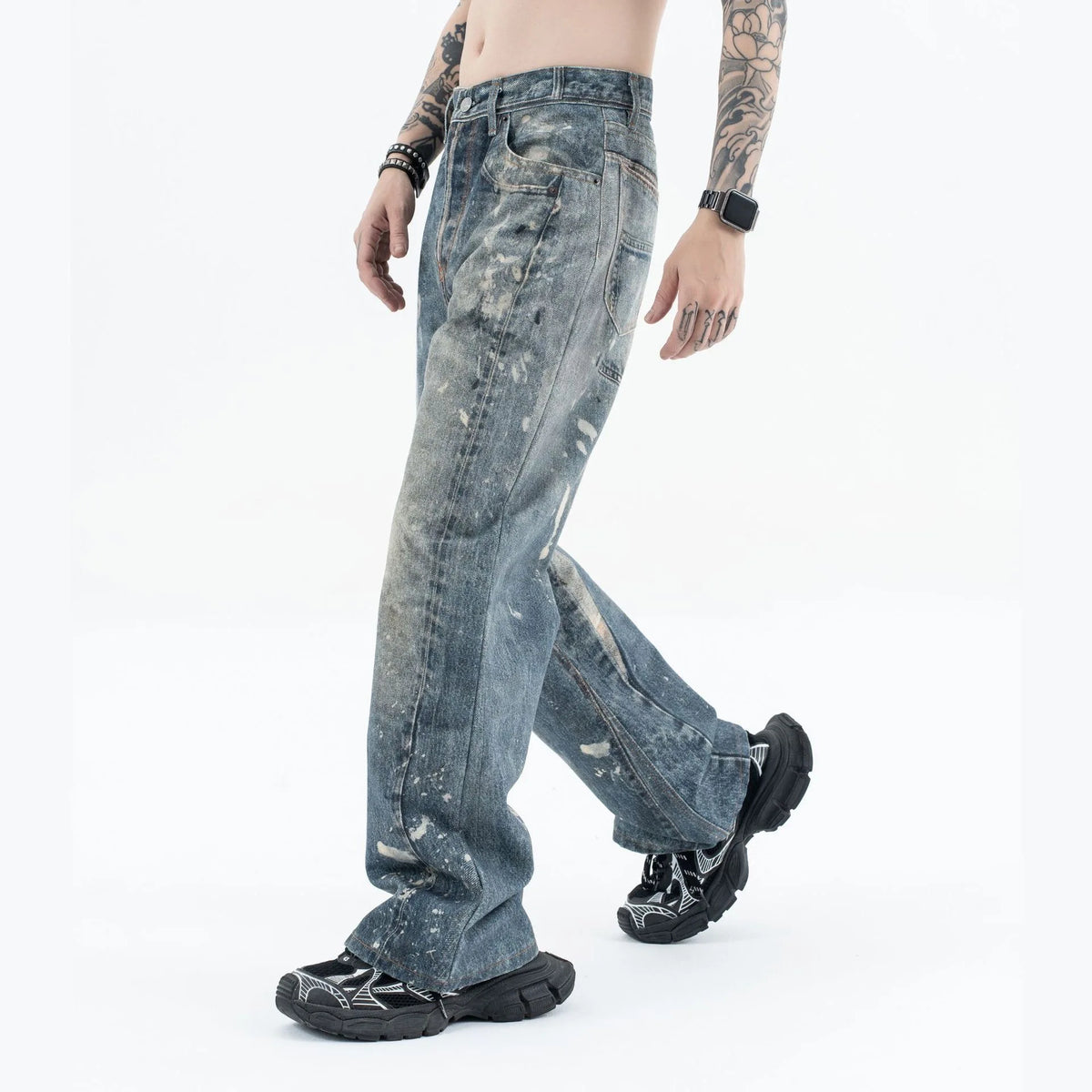 Graffiti splash ink paint baggy jeans Street King Limited