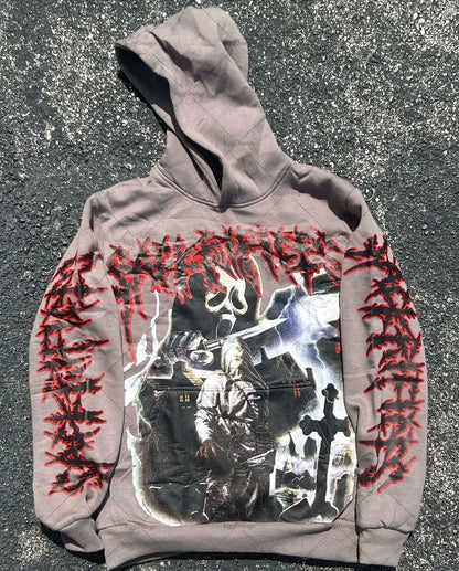 2023 New American Gothic Letter Print Oversized Hoodie Men's Y2K Retro Street Hip-Hop Loose Long-Sleeved Sweatshirt Men's Street King Limited