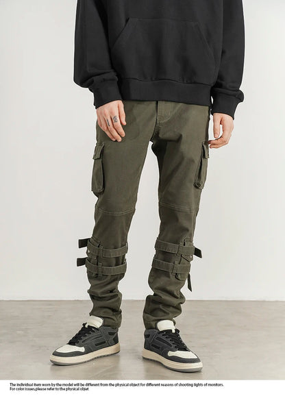 mens high street jeans casual hip hop military cargo pockets trousers new fashion slim fit zipper skinny denim pants joggers unique joggers style 1687