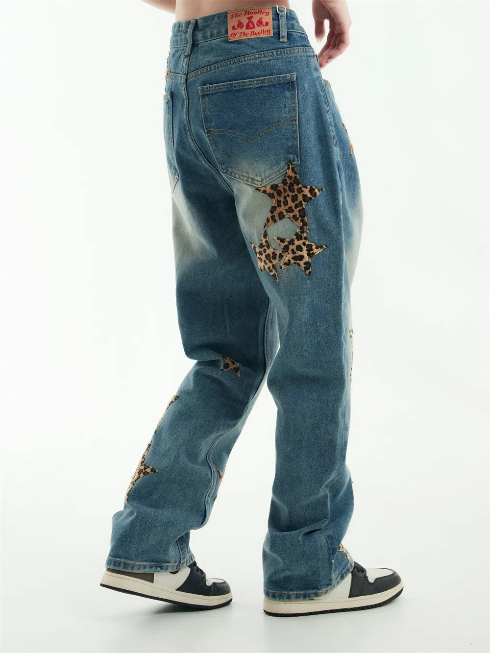 black baggy jeans men star patchwork straight denim pants fashion jeans male streetwear hip hop y2k loose trousers unique jeans style 4882