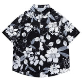 Men Hawaiian Floral Short Sleeved Shirts Harajuku Japanese Thin Blouse Retro Loose Casual Summer Lapel Tops Social Fashion Street King Limited