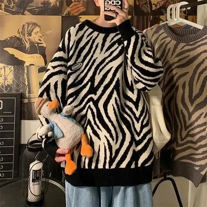 Korean literature art turtleneck sweater men autumn winter lazy style knitted sweater cartoon devil print wool clothes pullovers Street King Limited