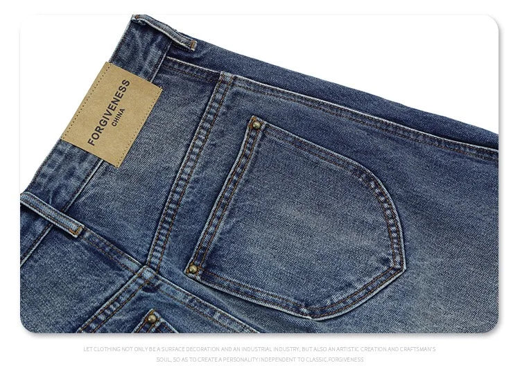 2024 autumn and winter new wave pants wash do old outline jeans unique jeans style 4804