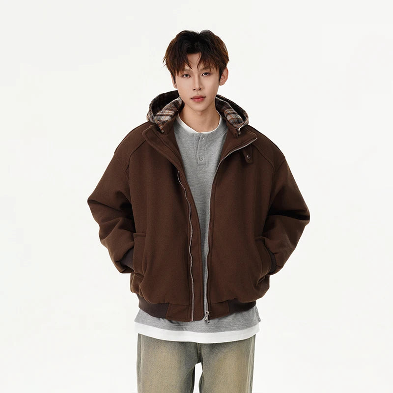 winter cotton padded jacket men women streetwear fashion loose casual hooded woolen bomber parkas jacket thicken coat outerwear relaxed fit trousers