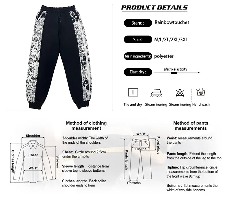 rainbowtouches 2022 brand mens casual pants high street printing loose straight men fashion mens trousers unisex unique default style 568