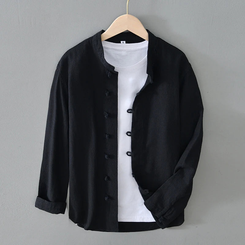 Men's Shirt Vintage Cotton Linen Long Sleeve Shirt Spring Summer Autumn Loose Fashion Casual Blouse Male Plus Size Cardigan Top Street King Limited