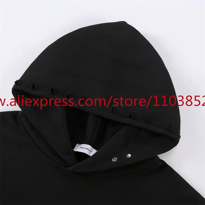 2024 Autumn/Winter High Street Basic Vintage Damaged Hole Loose Hoodie Hoodie Hoodie Hoodie Jacket Long Sleeve Heavy Weight Street King Limited