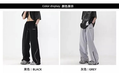 Spring autumn Korean windbreak loose sports pants men fashion street Y2K couple personality retro wide leg straight leg pants Street King Limited