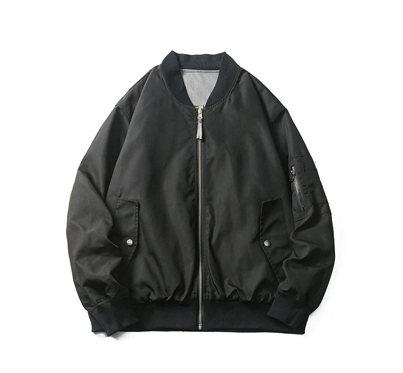 double side wearable men spring autumn streetwear fashion loose casual cargo bomber jacket boyfriend cleanfit coat outerwear unique cargo style 925