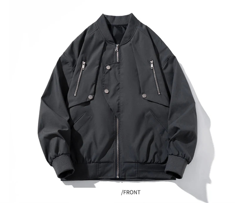 autumn mens zipper bomber jackets aesthetic vintage casual baseball uniform design hip hop street fashion techwear jacket man unique default style 1534