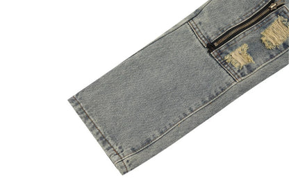 2024 ripped jeans high street straight trousers destroyed hole baggy denim pants vintage retro hip hop 1 unique jeans style 4504