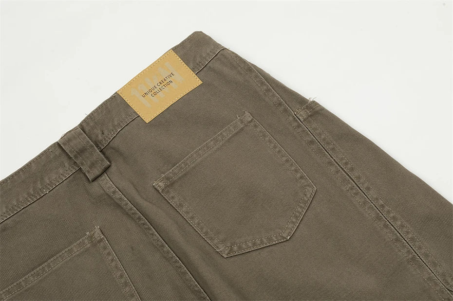 american style cargo jeans mens black loose straight denim pants casual baggy jeans trousers unique cargo style 2743