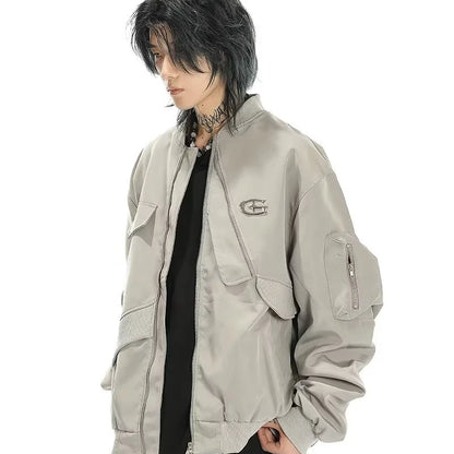 american street pilot jacket mens spring irregular trend loose tooling male coats zipper multiple pockets couple baseball jersey clean everyday pants