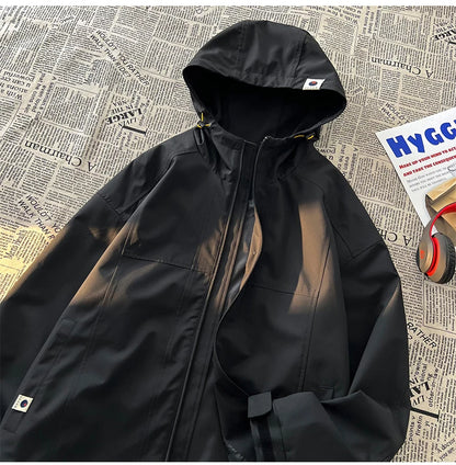 autumn spring casual mens outdoor jacket basic solid colour hooded windbreaker unisex coats waterproof male jackets unique default style 5135