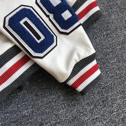 Leather Jacket Men Motorcycle Luxury Designer Embroidery Short Biker Baseball Jackets Y2k Streetwear Winter Bomber Coat White Street King Limited