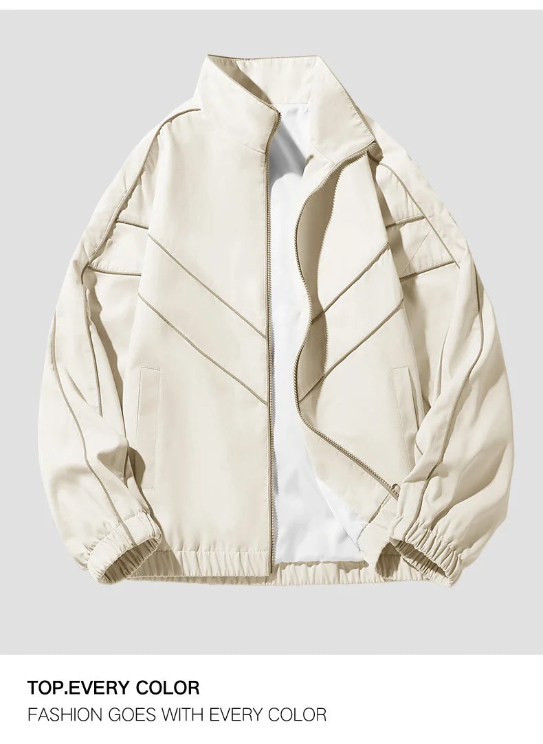 mens casual jackets oversized outdoor stand collar baseball coat spring casual varsity coat running fashion windbreaker unisex unique default style 3830