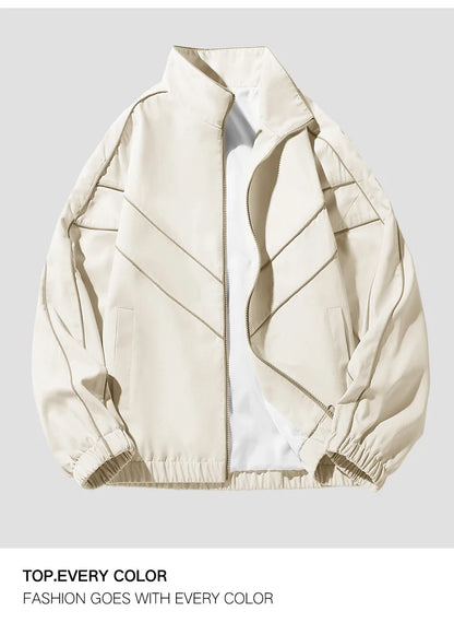 mens casual jackets oversized outdoor stand collar baseball coat spring casual varsity coat running fashion windbreaker unisex unique default style 3830