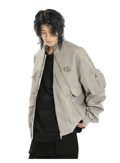 american street pilot jacket mens spring irregular trend loose tooling male coats zipper multiple pockets couple baseball jersey unique default style 3310