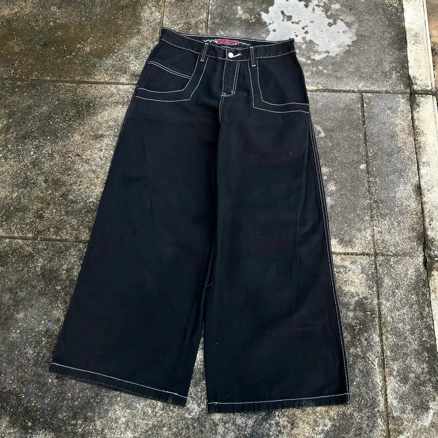 wexwear embroid baggy jeans harajuku hip hop graphic high waist wide trouser streetwear y2k jeans men women gothic black pants unique jeans style 1869