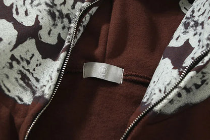 Mens Hip Hop Hoodie Jacket Fashion Y2K Skull Printed Full Zip Hooded Fleece Sweashirts Harajuku Casual Punk Streetwear Hoodies Street King Limited