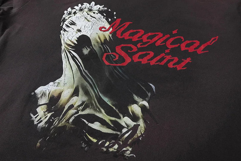 SAINT Short Sleeve Top Tees Men Woman Best Quality Space Exploration Cartoon Photo O-Neck Versatile T Shirt Street King Limited