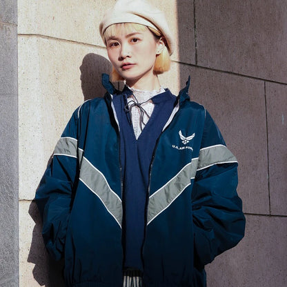 american cargo jacket mens college flight training quick drying color block bomber coat couple high street motorcycle outwear military streetwear pants