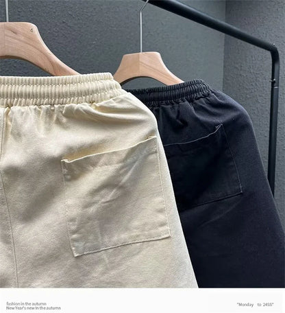 summer men suede straight shorts 2024 new y2k streetwear design drawstring bermudas hombre vintage baggy basketball shorts unique shorts style 3216