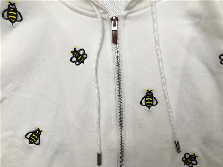 New luxury Men Novelty Embroidery bee Hoodies Hoody hooded Sweatshirts velvet Cotton Drake Thicken Fleece pullover Thicken E03 Street King Limited