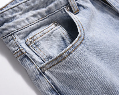 high street vibe style patchwork frayed jeans pants for men retro washed hole ripped casual loose denim trousers oversized 1 unique jeans style 1784