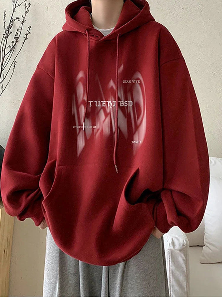New Gothic Letter Printed Hoodies For Men Autumn Hip Hop Oversized Hooded Sweatshirt Y2K Streetwear Graphic Hoodie Tracksuit Street King Limited